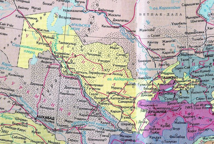 Географическая карта Узбекистана